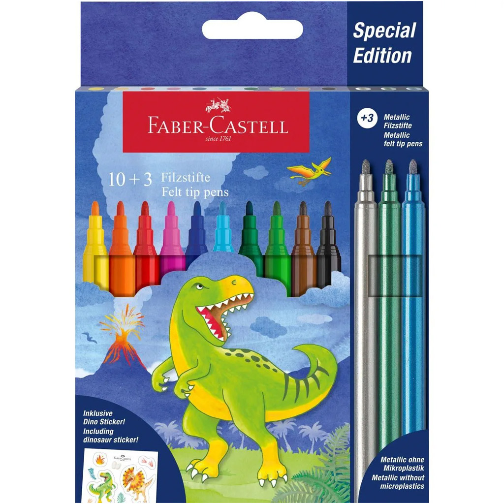 imagen de Faber-Castell: Paquete de rotuladores de dinosaurios 10+3 unidades 1