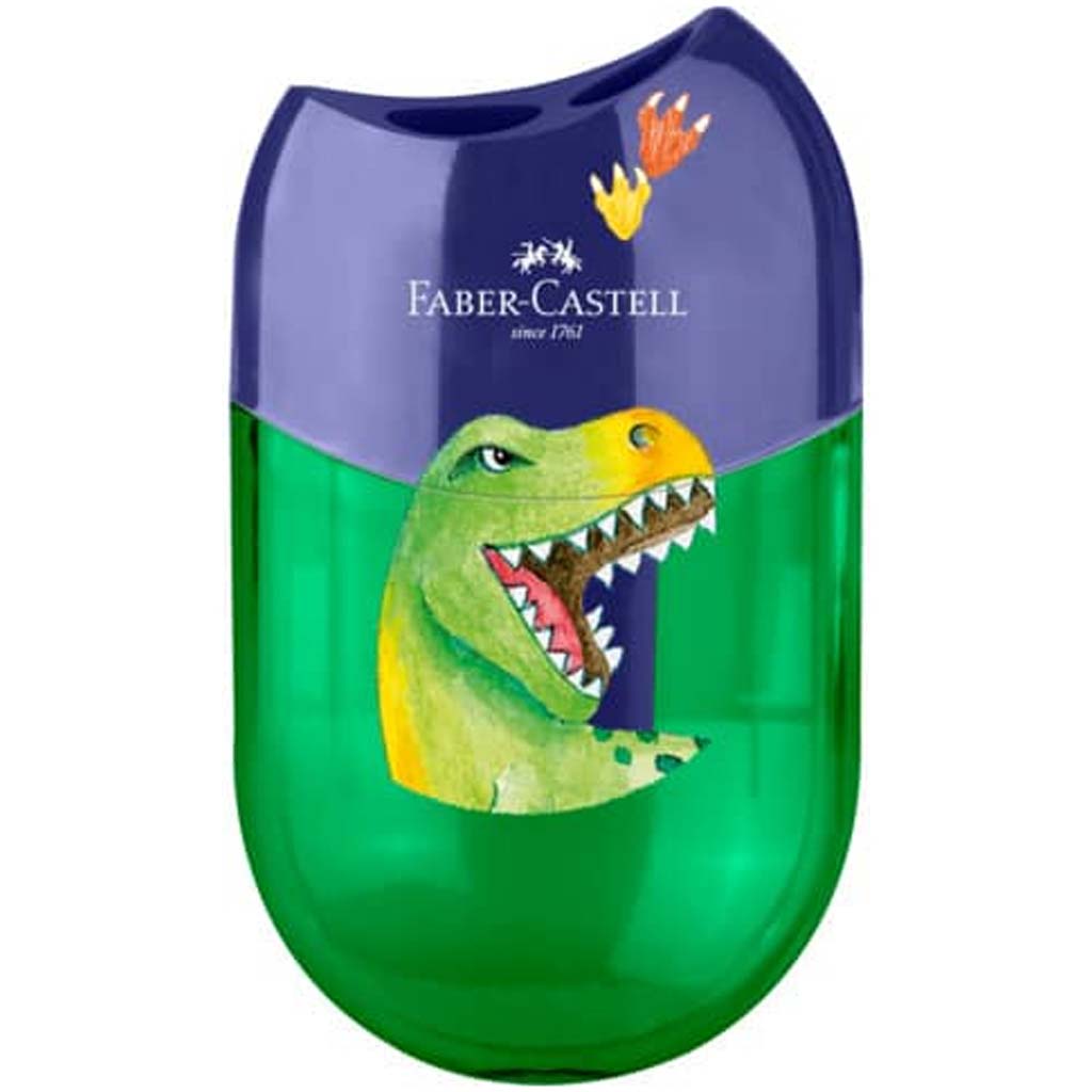 imagen de Faber-Castell: Sacapuntas de dinosaurio – 2 orificios, con depósito 1