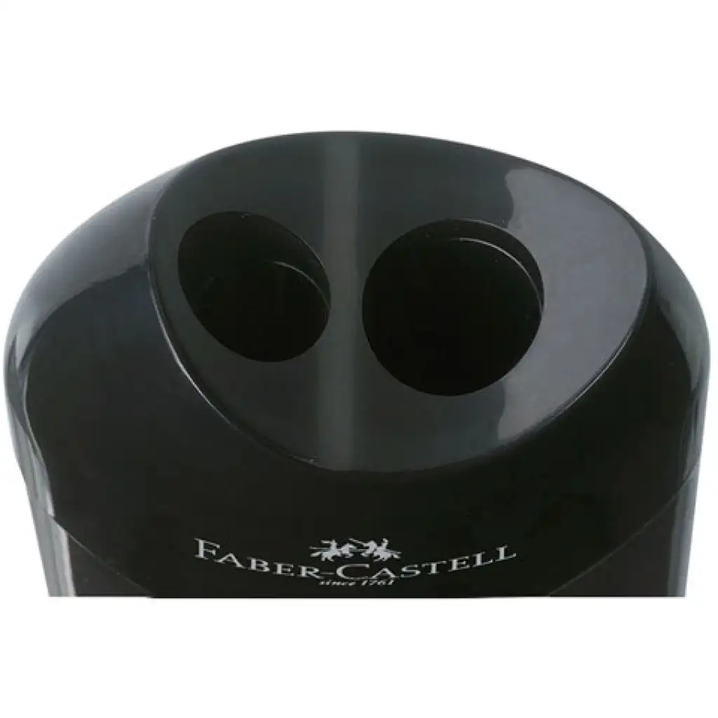 imagen de Faber-Castell: Sacapuntas de plástico duradero doble negro 2