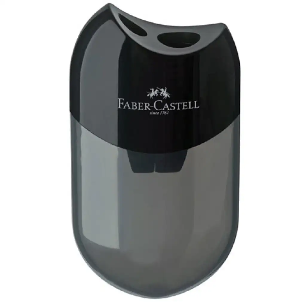imagen de Faber-Castell: Sacapuntas de plástico duradero doble negro 1