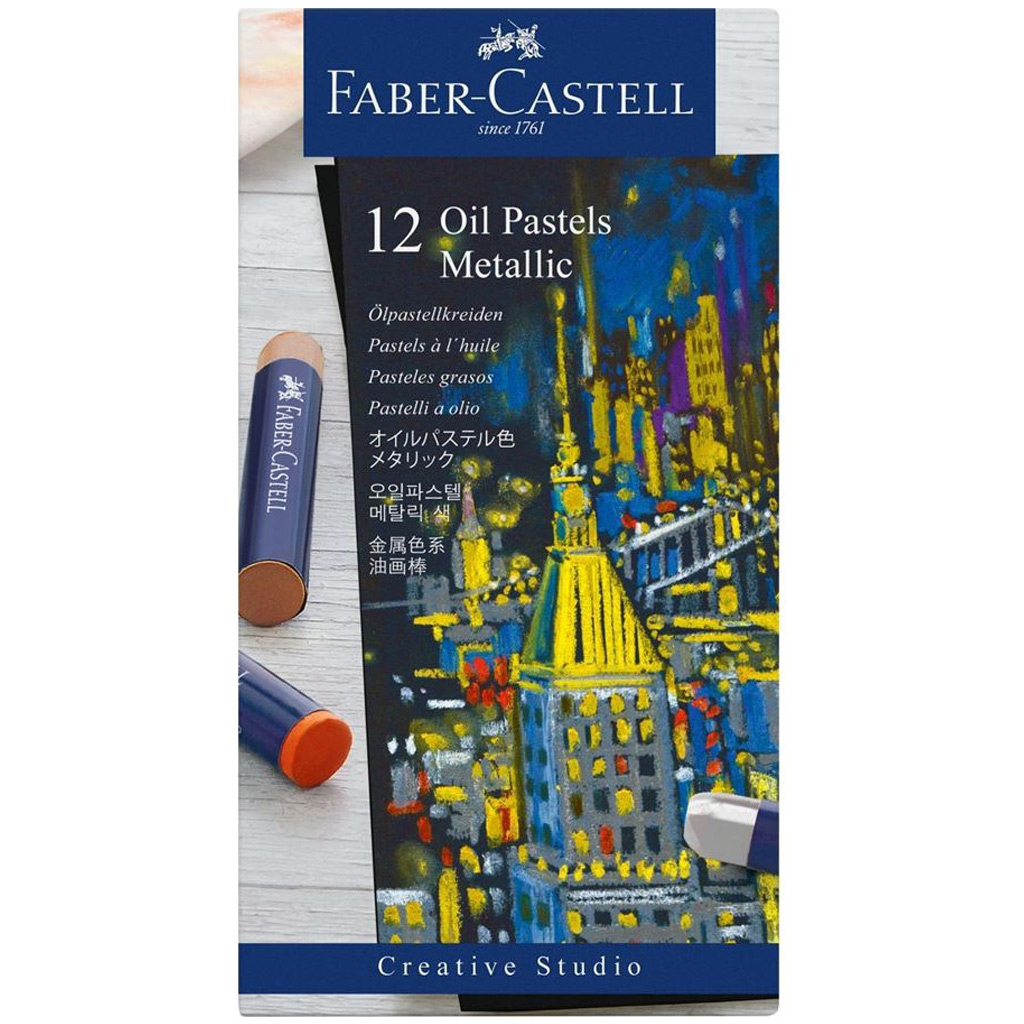 imagen de Faber-Castell: Set de 12 tizas de pastel al óleo en colores metálicos 1