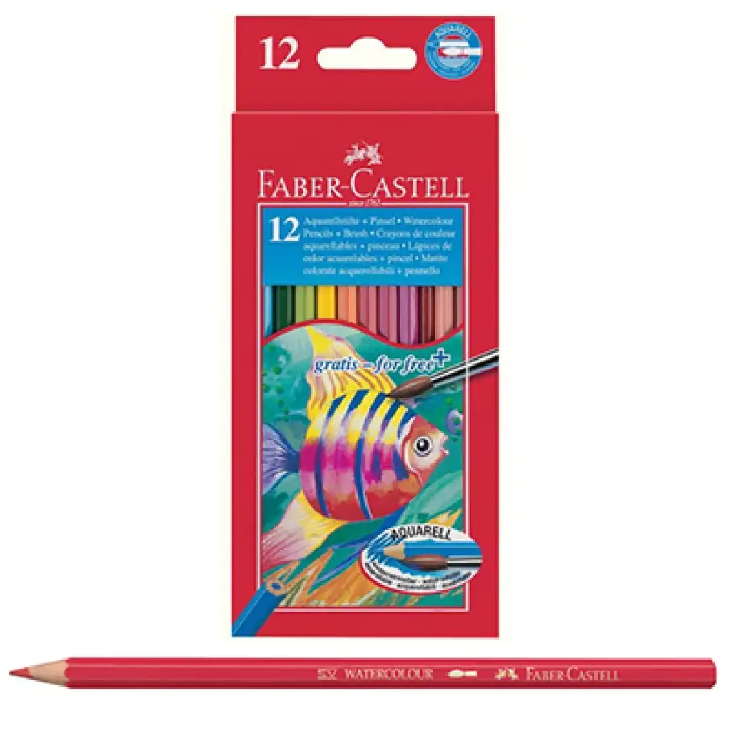 imagen de Faber-Castell: Set de lápices de colores acuarelables 12ud + 1ud pincel 1