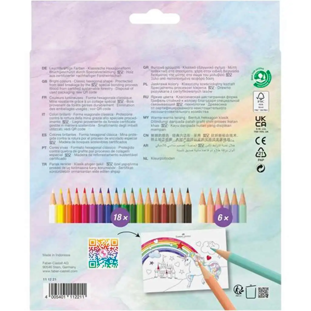 imagen de Faber-Castell: Set de lápices de colores con castillo 18+6 unidades 2