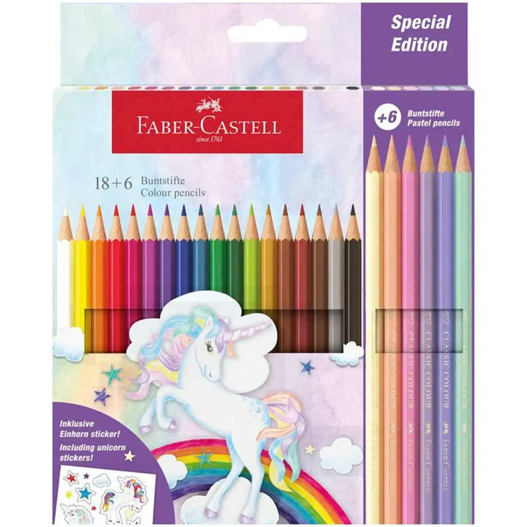 imagen de Faber-Castell: Set de lápices de colores con castillo 18+6 unidades 1