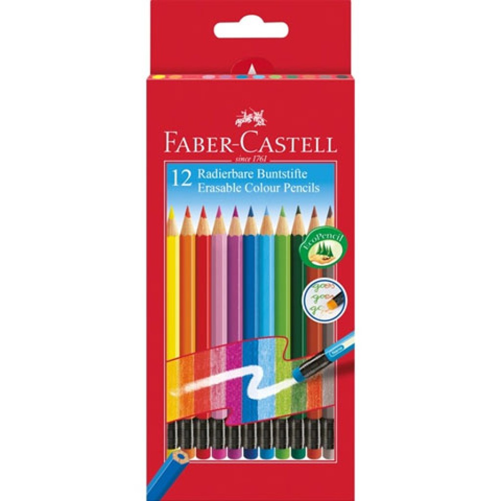 imagen de Faber-Castell: Set de lápices de colores con goma de borrar 12ud 1