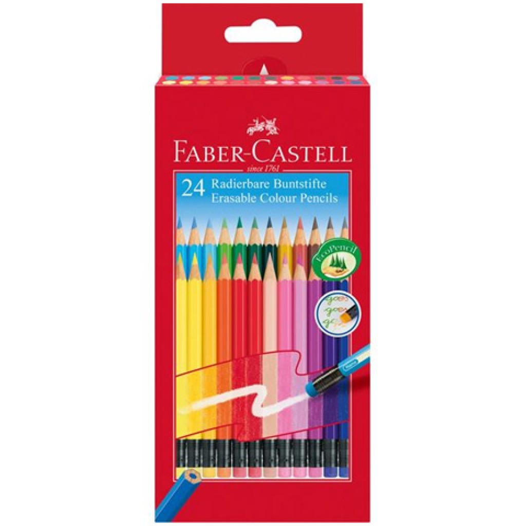 imagen de Faber-Castell: Set de lápices de colores con goma de borrar de 24 piezas 1