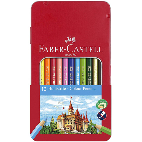 imagen de Faber-Castell: Set de lápices de colores de 12 unidades en caja metálica 1