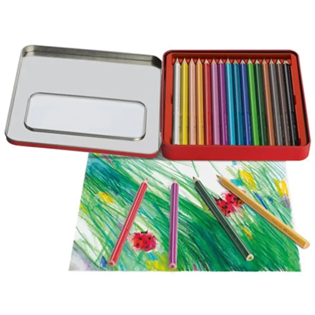 imagen de Faber-Castell: Set de lápices de colores Jumbo Grip en caja de metal de 16 piezas 2