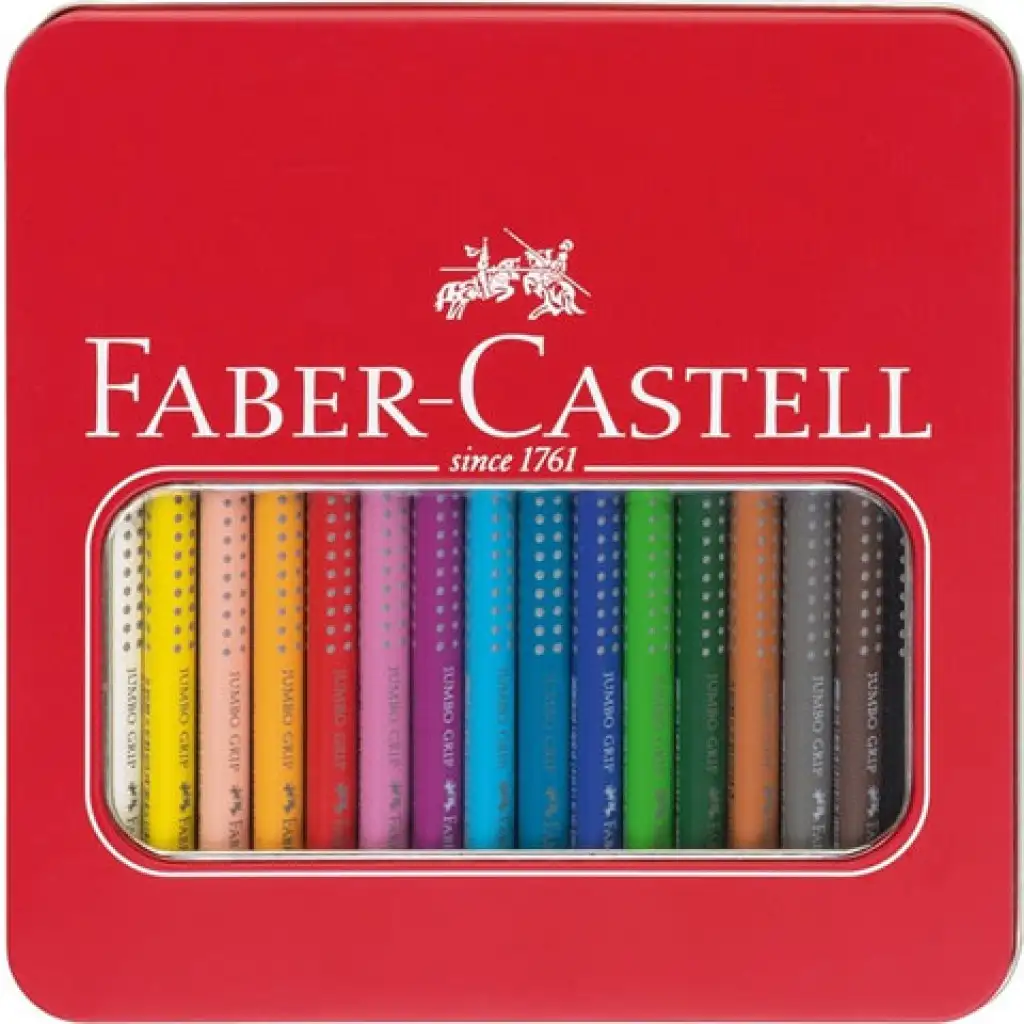 imagen de Faber-Castell: Set de lápices de colores Jumbo Grip en caja de metal de 16 piezas 1