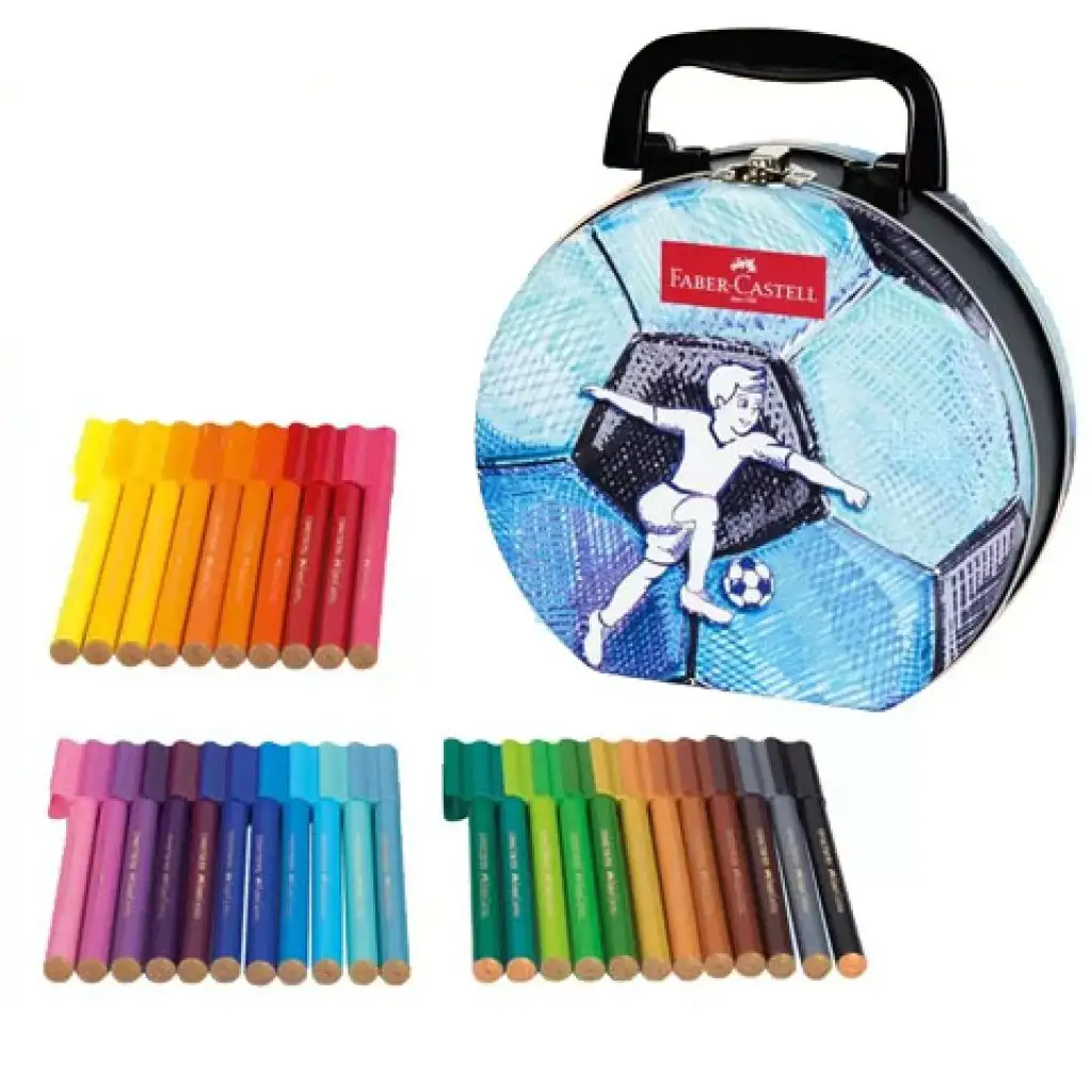 imagen de Faber Castell: Set de rotuladores Connector de fútbol de 33 piezas en caja de metal 2