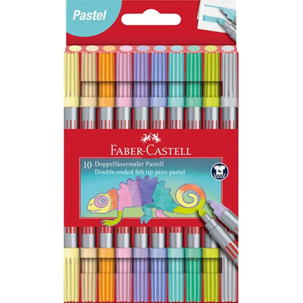 imagen de Faber-Castell: Set de rotuladores de 10 unidades de doble punta en colores pastel 1