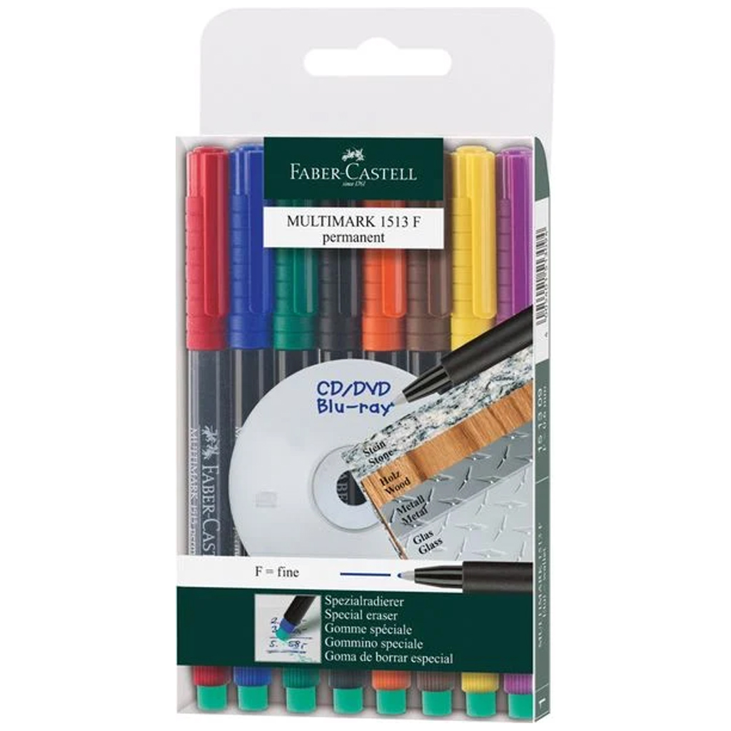 imagen de Faber-Castell: Set de rotuladores de alcohol Multimark F 0,6 mm – 8 unidades 1