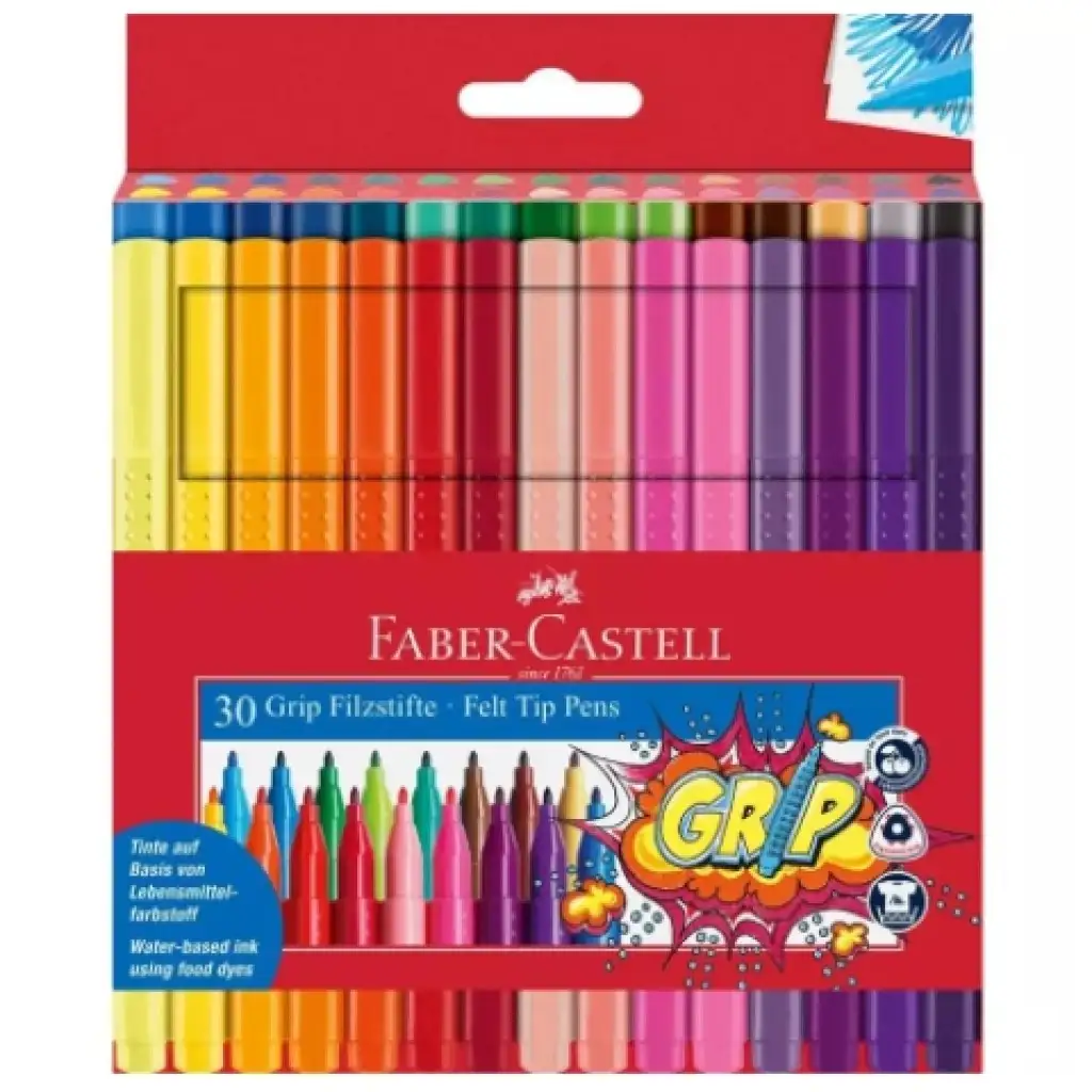 imagen de Faber-Castell: Set de rotuladores de colores Grip de 30 unidades 1