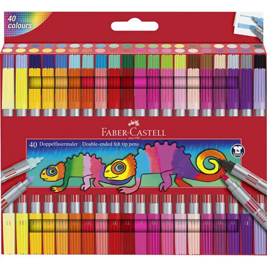 imagen de Faber-Castell: set de rotuladores de doble punta de 40 piezas con colores brillantes 1