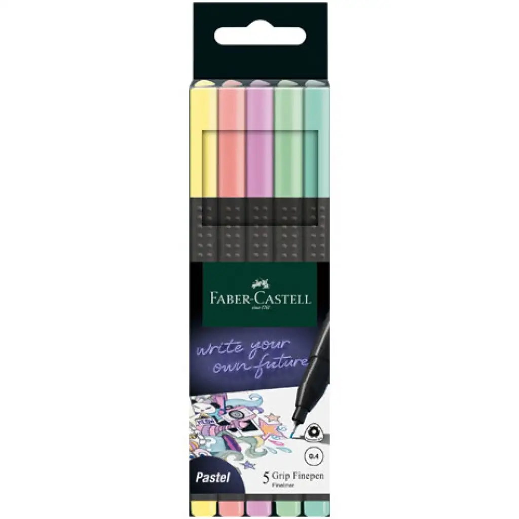 imagen de Faber-Castell: Set de rotuladores de punta fina pastel de 0,4 mm de 5 unidades 1