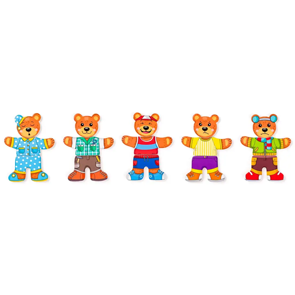 imagen de Familia de osos de vestir rompecabezas de madera - Woodyland 4
