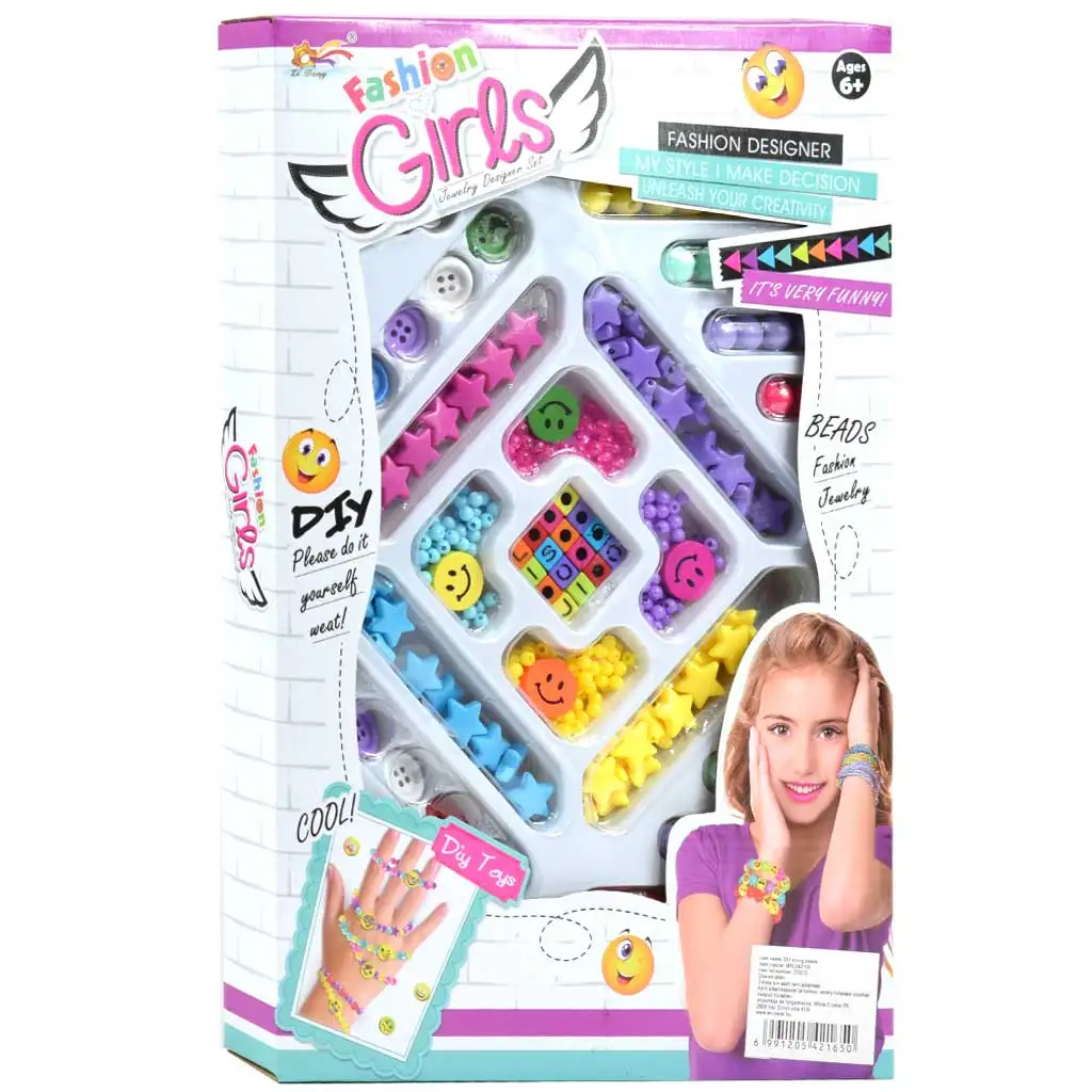 imagen de Fashion Girls: kit de creación de pulseras con más de 100 cuentas de colores y estrellas 1
