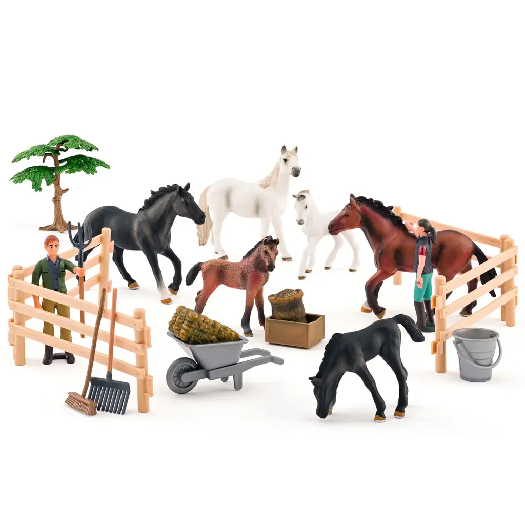 imagen de Faunica: conjunto de juego de 25 piezas con caballos Lipizzaner - Woodyland 2