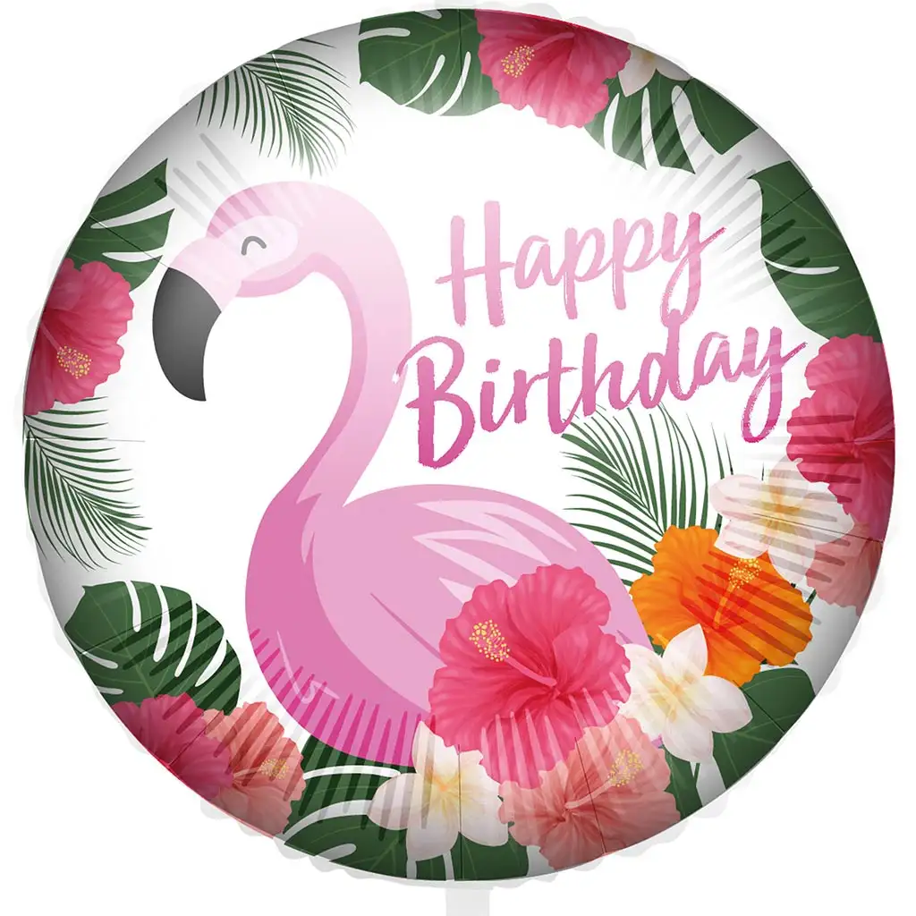 imagen de Feliz cumpleaños globo de foil – Diseño de flamenco 46cm 1