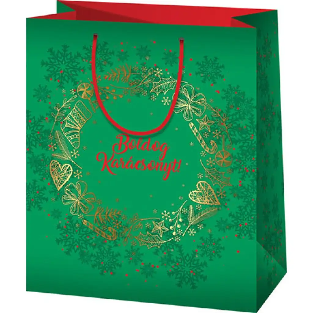 imagen de ¡Feliz Navidad! bolsa de regalo mediana verde 18x10x23cm 1