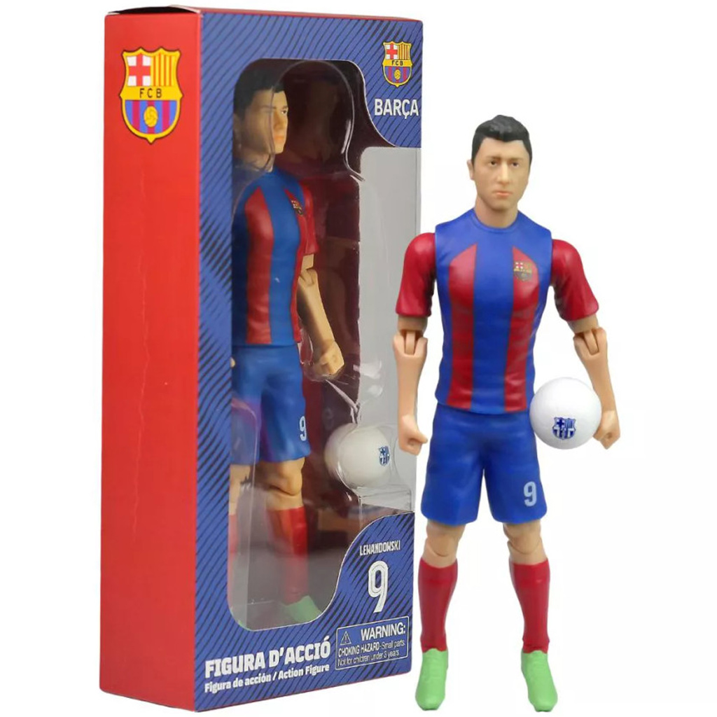 imagen de Figura de acción de futbolista, 20 cm - FC Barcelona, camiseta número 9 de Lewandowski 1