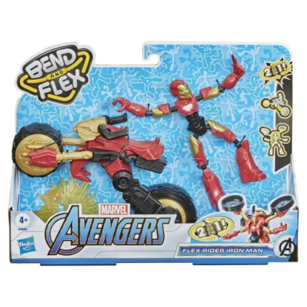 imagen de Figura de Iron Man Bend and Flex Rider con moto - Hasbro 1