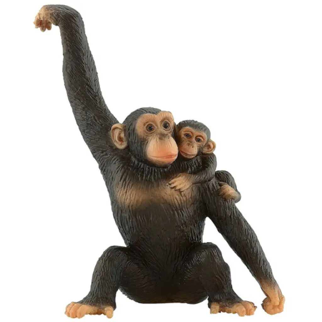 imagen de Figura de juego de chimpancé con su cría - Bullyland 1