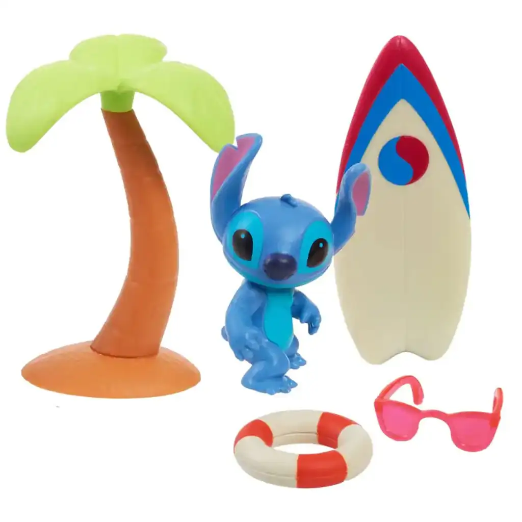 imagen de Figura de juego de Stitch con tabla de surf y palmera 2