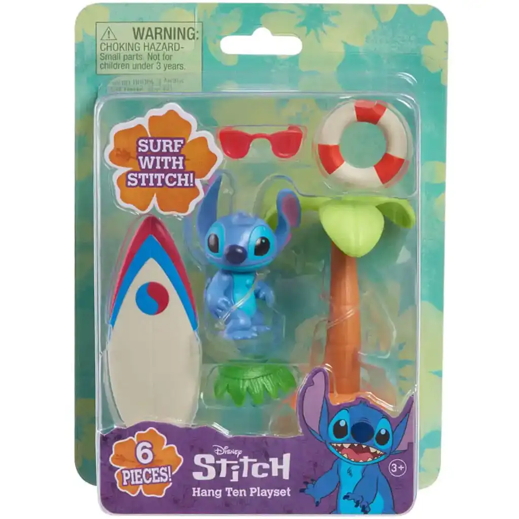 imagen de Figura de juego de Stitch con tabla de surf y palmera 1
