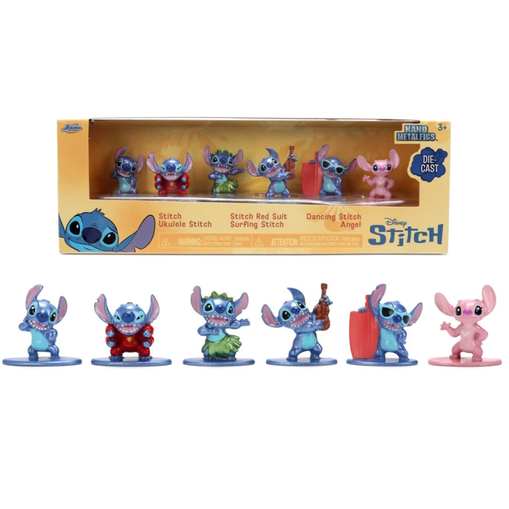 imagen de Figura de metal Nano de Disney Stitch set de 6 piezas - Jada Toys 1