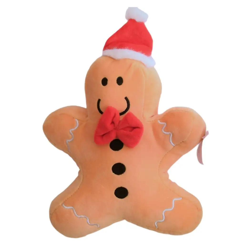 imagen de Figura de peluche de jengibre con gorro rojo y corbata 24cm 1