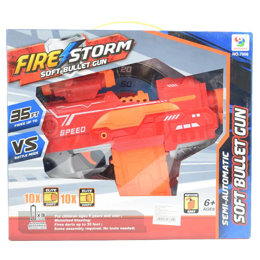 imagen de Fire Storm: Arma de dardos de espuma eléctrica con balas y luz 33cm 7