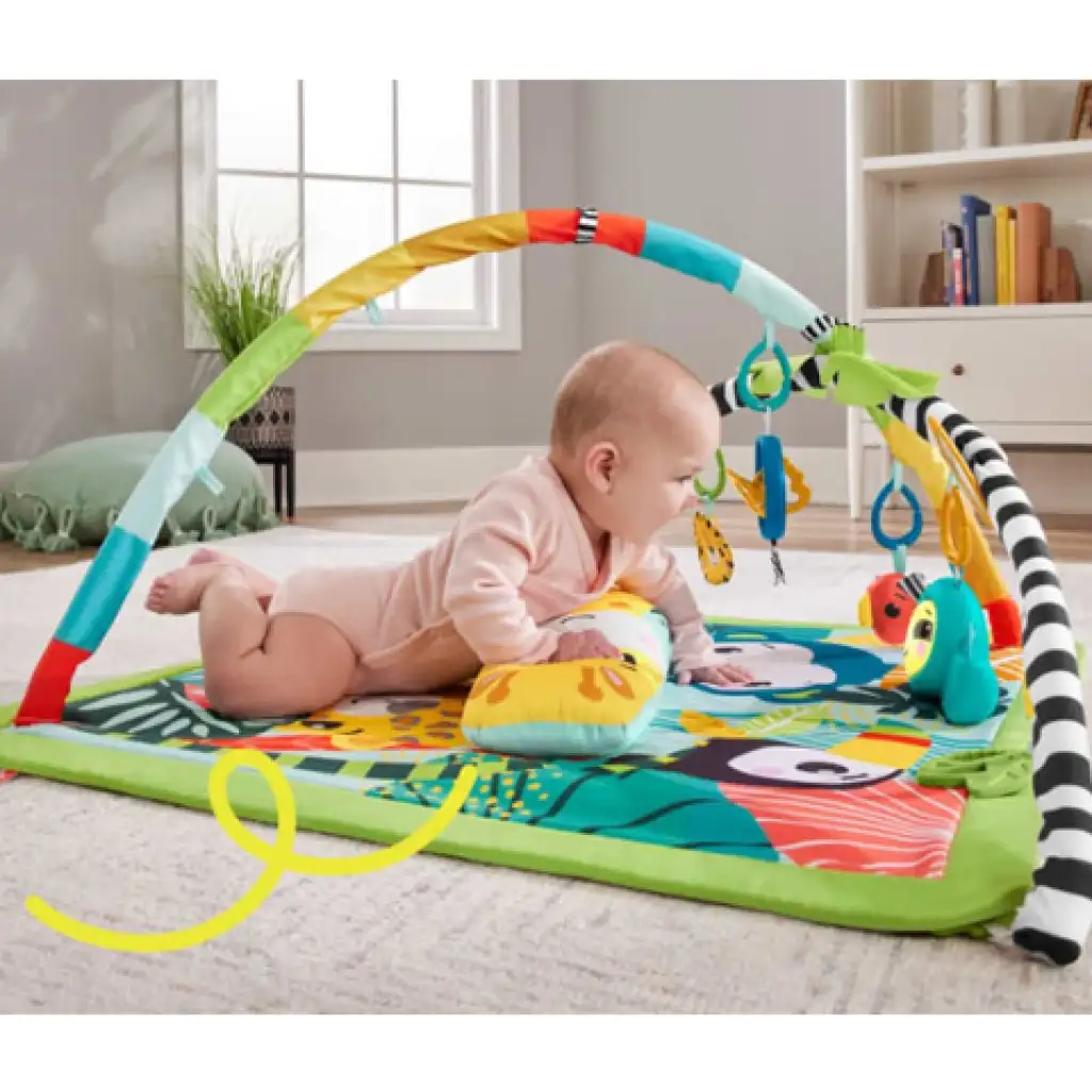 imagen de Fisher-Price: Alfombra de juego 3 en 1 con perezoso musical y almohada de barriga - Mattel 4