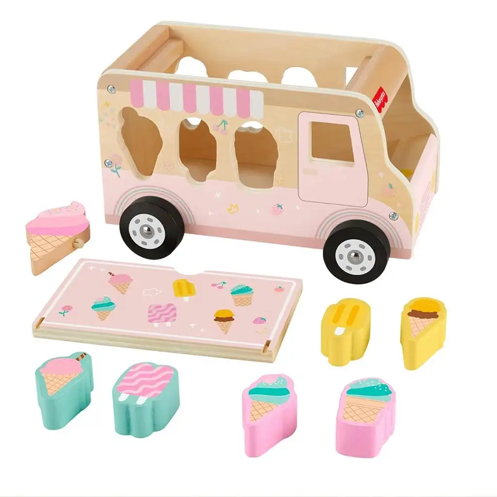 imagen de Fisher-Price: Camión de helados de madera con clasificación de formas - Mattel 2