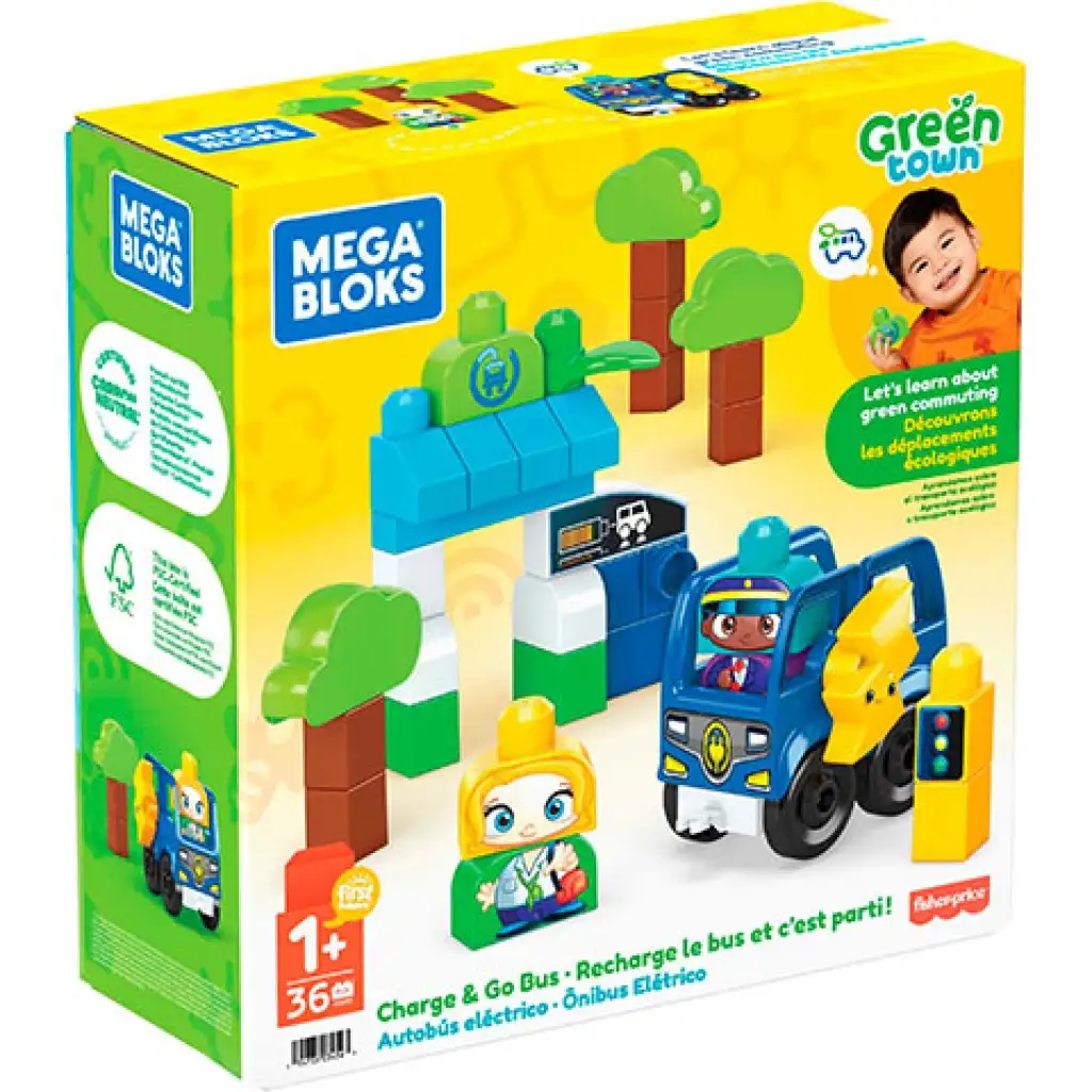 imagen de Fisher-Price: Estación de autobús Green Town con estación de carga - Mega Bloks 1