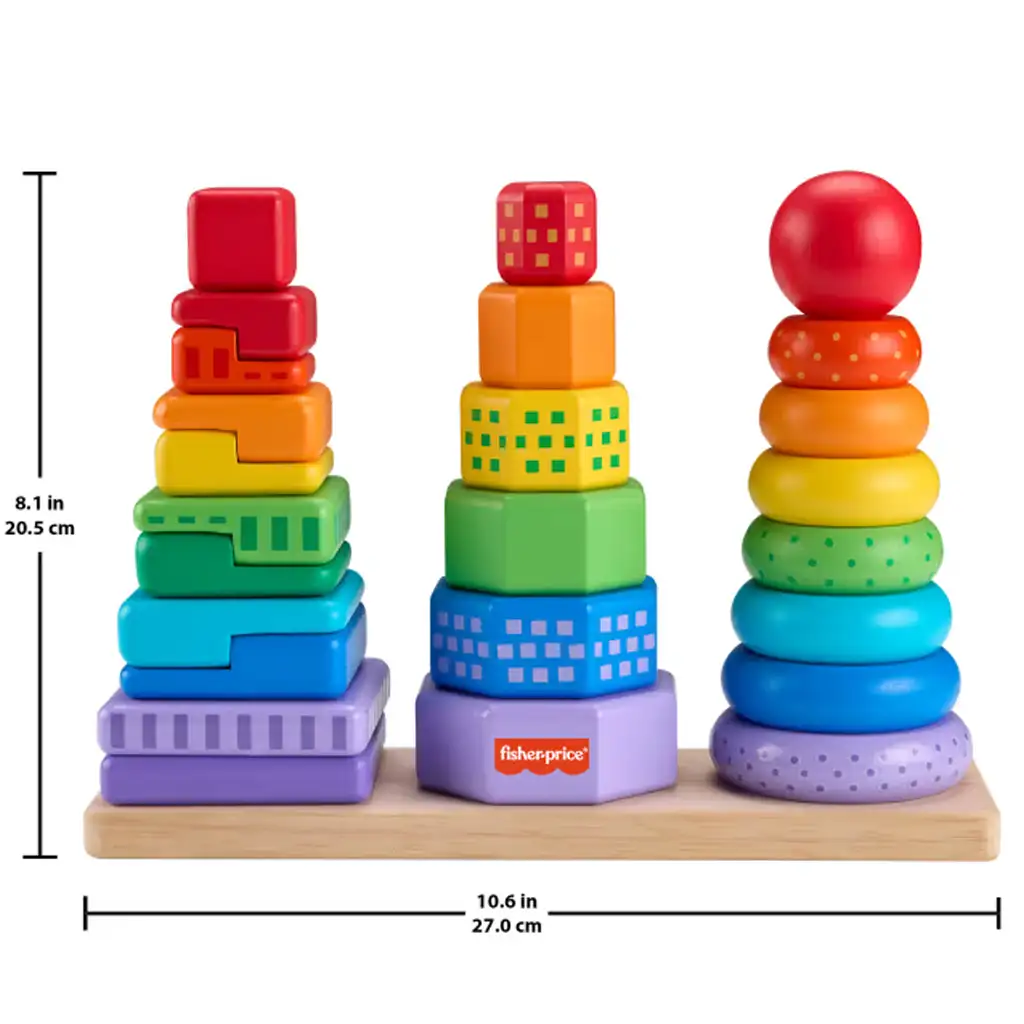 imagen de Fisher-Price Juego de pirámide de clasificación de formas y construcción de torre - Mattel 2