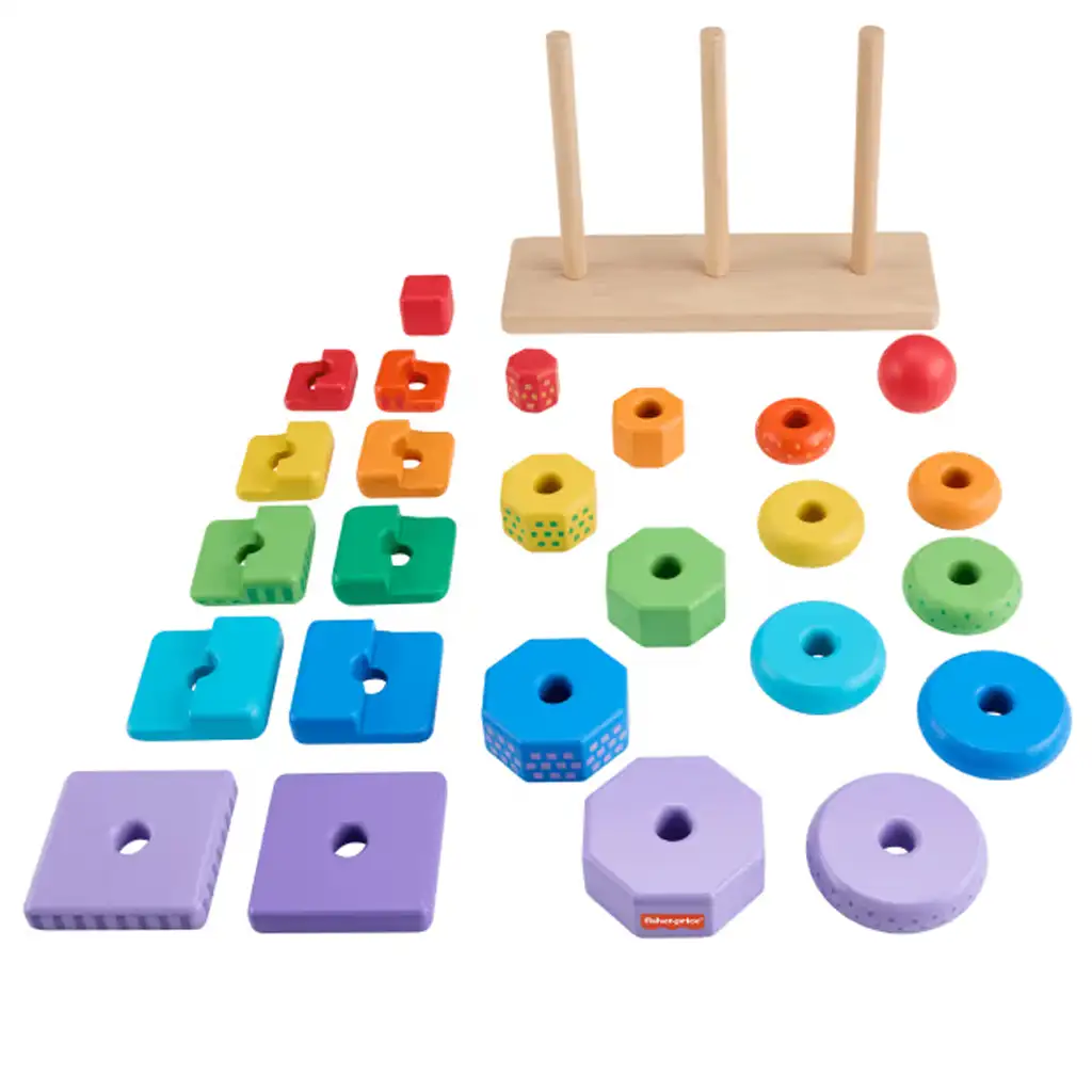 imagen de Fisher-Price Juego de pirámide de clasificación de formas y construcción de torre - Mattel 3