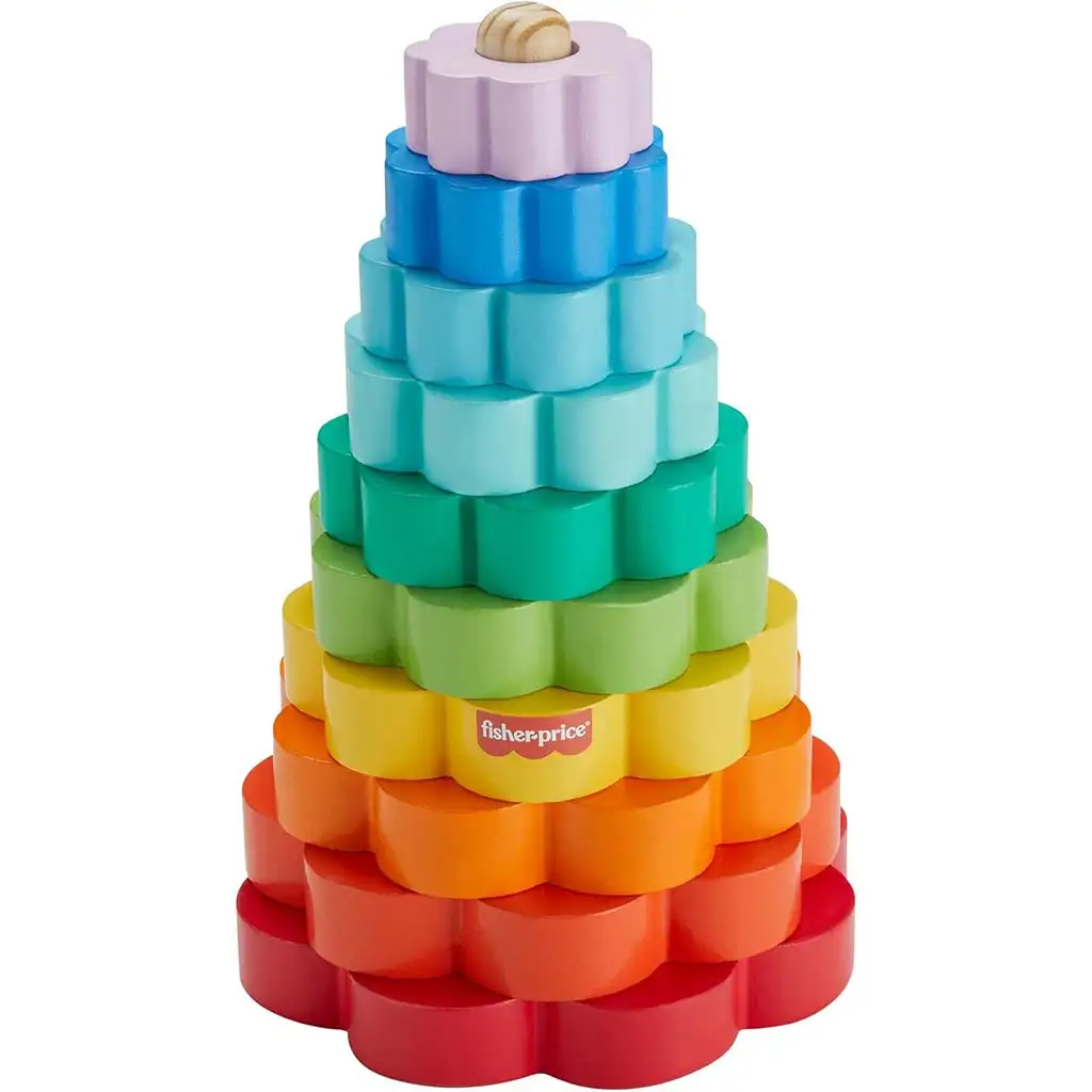 imagen de Fisher-Price: Pirámide de anillos de madera - Mattel 2