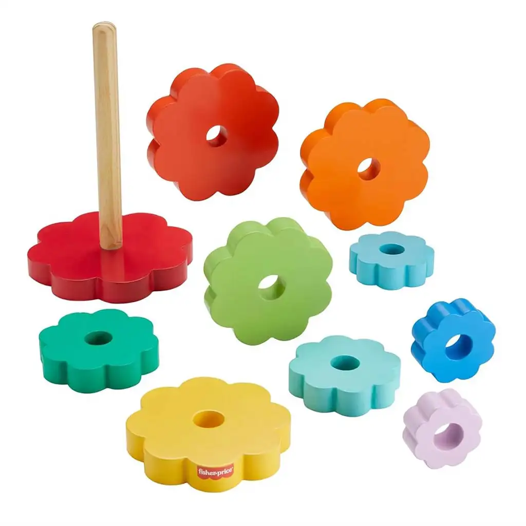 imagen de Fisher-Price: Pirámide de anillos de madera - Mattel 3