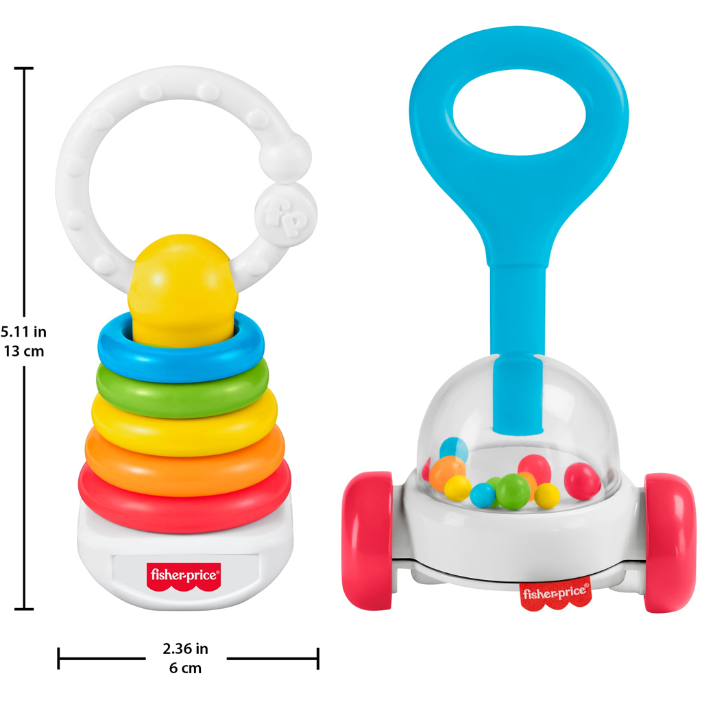 imagen de Fisher-Price: set de sonajeros de colores de 2 piezas para bebés - Mattel 3