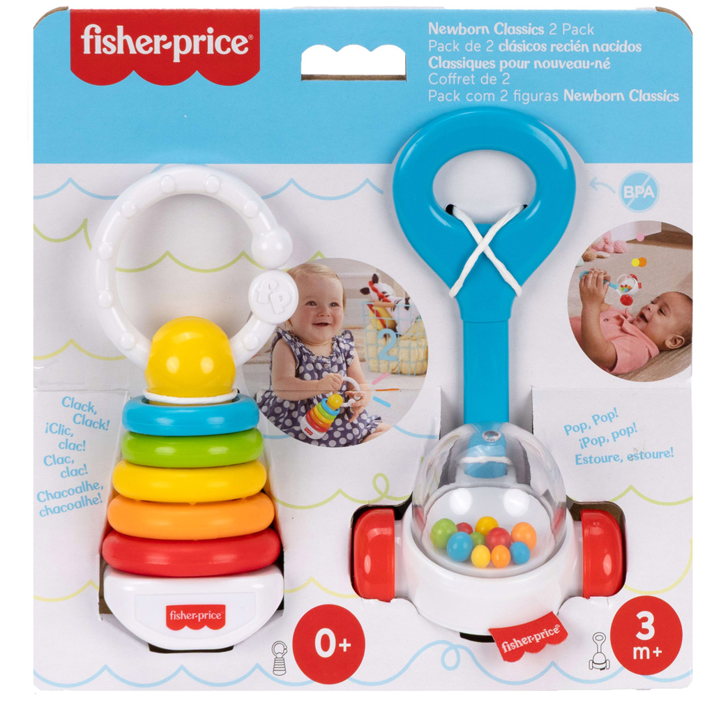 imagen de Fisher-Price: set de sonajeros de colores de 2 piezas para bebés - Mattel 1