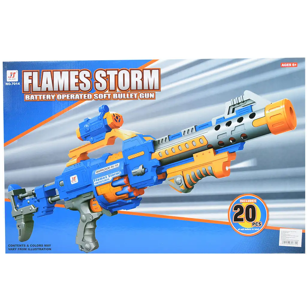 imagen de Flames Storm: Arma de dardos de esponja eléctrica gigante con luz, cargador y balas de 73 cm 10