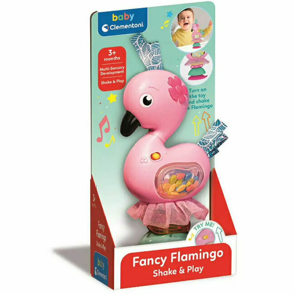imagen de Flamingo interactivo con sonajero, luz y sonido - Clementoni 1
