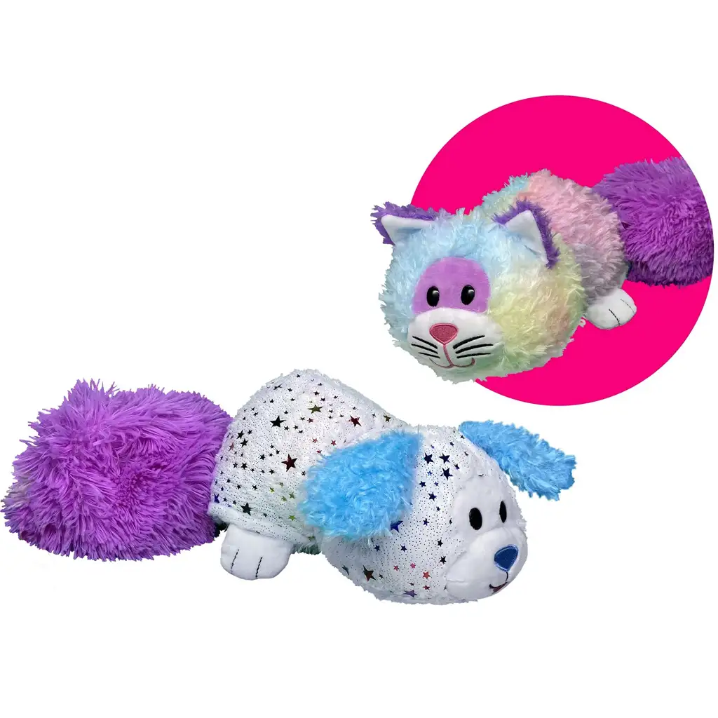 imagen de FlipaZoo: Gato a perro estrellado reversible figura de peluche de 28 cm 1