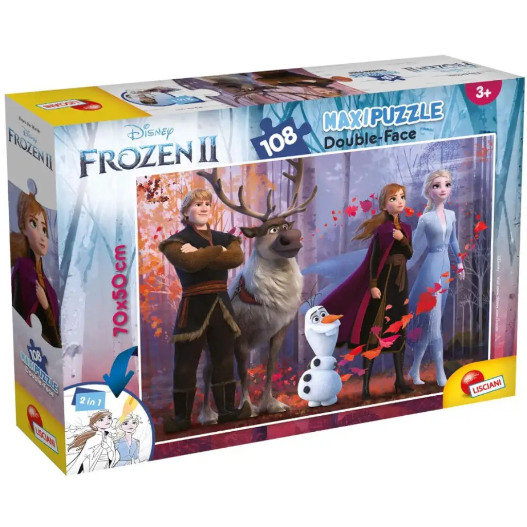 imagen de Frozen 2 2 en 1 108 piezas rompecabezas y colorear 70x50cm - Lisciani 1