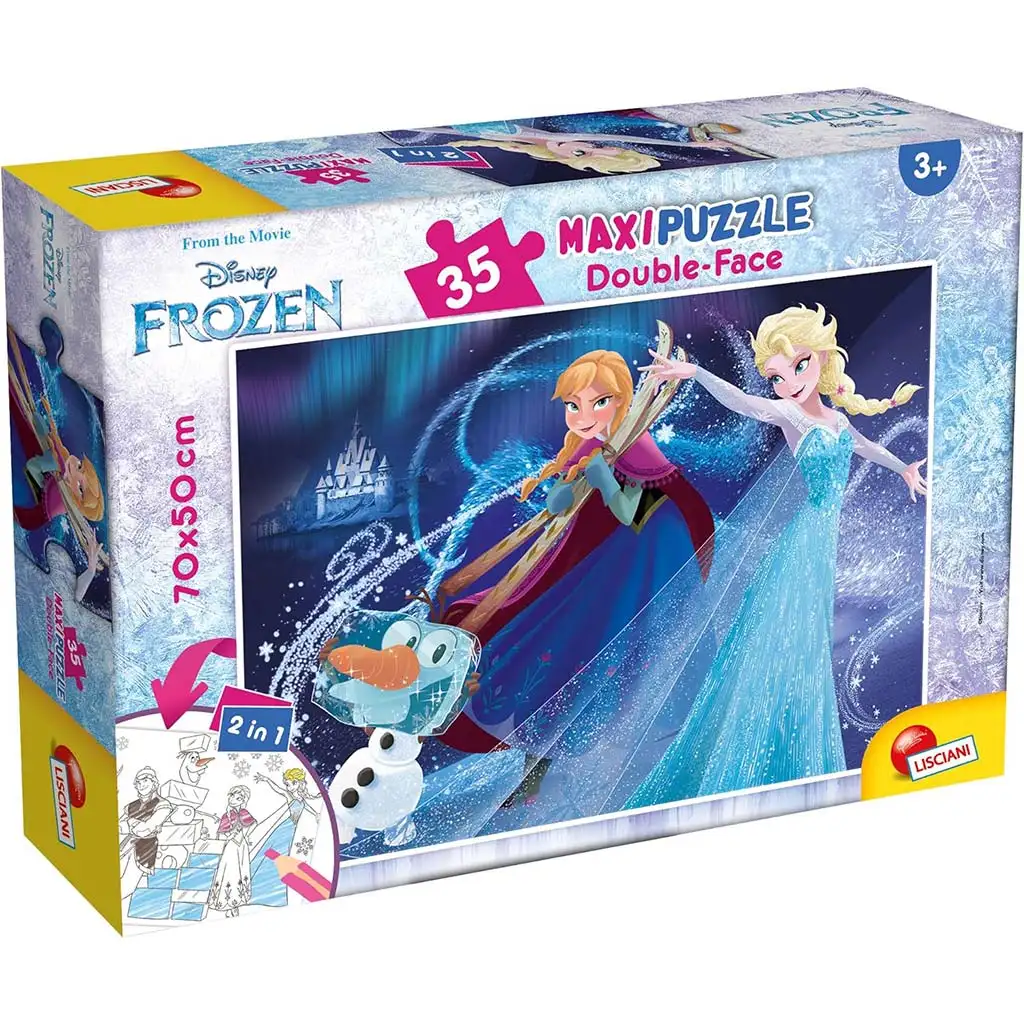 imagen de Frozen 2 en 1 35 piezas maxi puzzle y libro para colorear 70x50cm - Lisciani 1