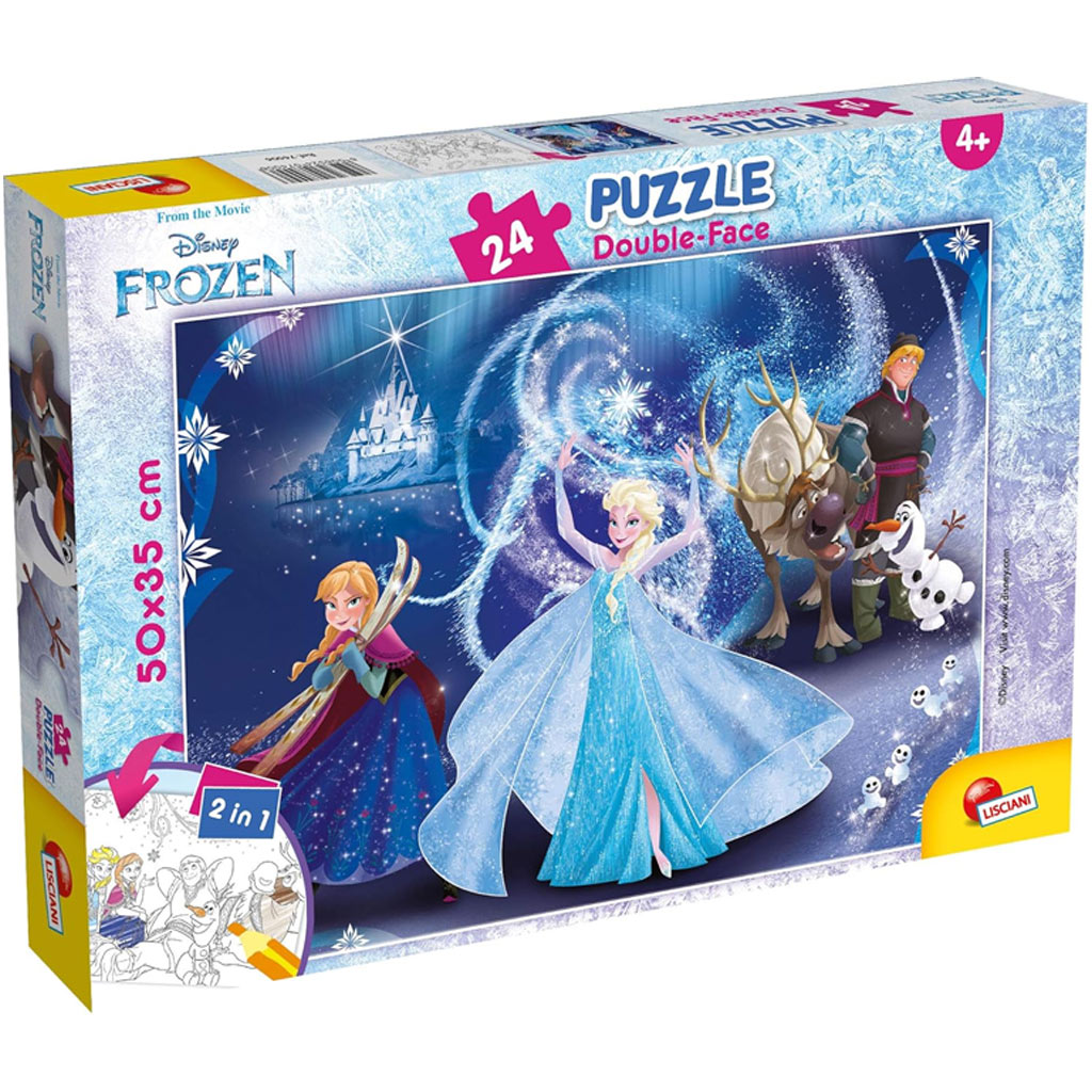 imagen de Frozen 2 en 1 puzzle de 24 piezas y coloreable 50x35cm - Lisciani 1