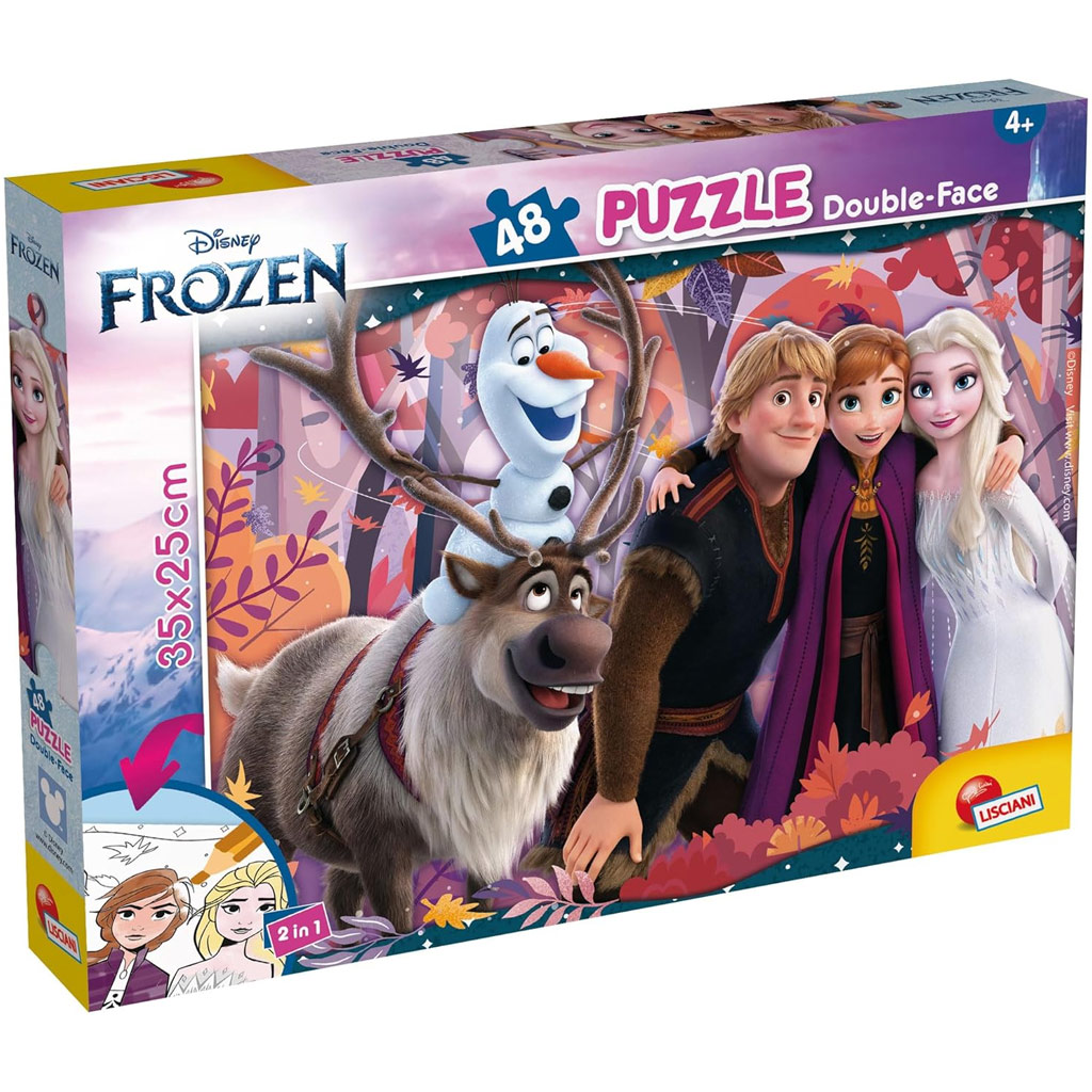 imagen de Frozen 2 en 1 puzzle de 48 piezas y libro para colorear 35x25cm - Lisciani 1