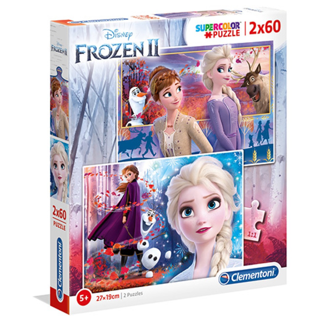 imagen de Frozen 2 Supercolor 2 en 1 puzzle 2x60 piezas - Clementoni 1