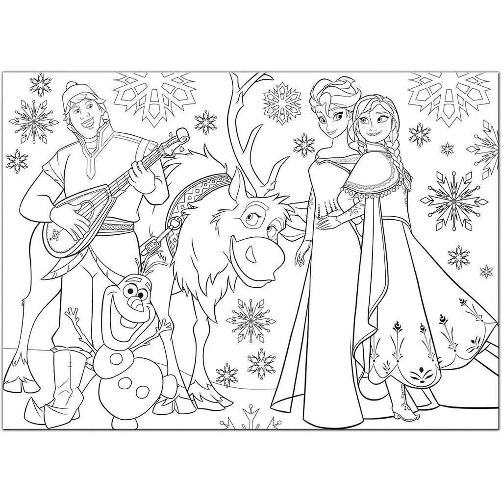 imagen de Frozen Diversión y música 2 en 1 60 piezas maxi puzzle y colorear 70x50cm - Lisciani 2